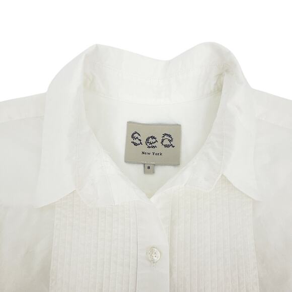 SEA New York Lace Back Button Down Blouse in Milky White 8|M - Picture 5 of 9